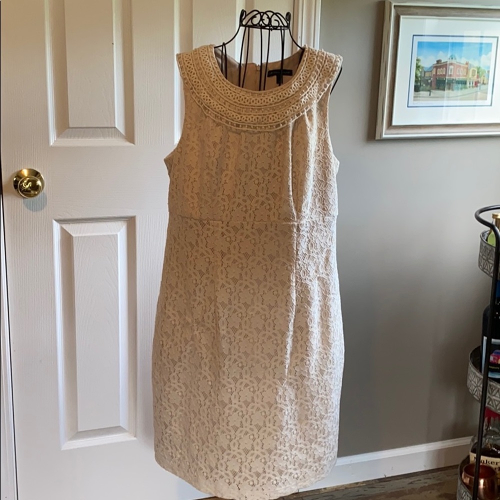 Ivory lace boat neck dress size 12